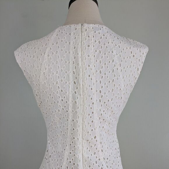 Eyelet Mini Dress 4 White Cottage Bride Rehearsal Beach Graduation Rush Beach - Picture 5 of 13